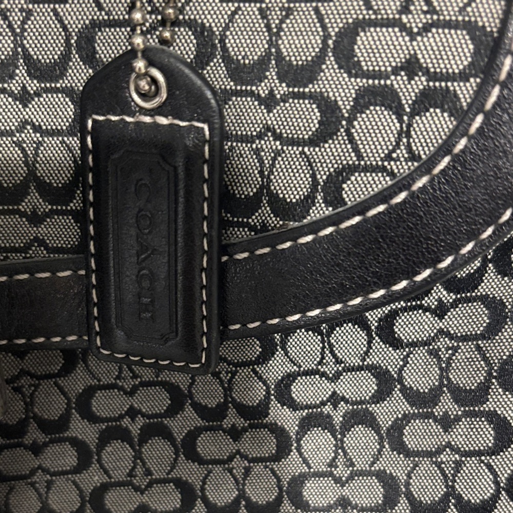 Coach Black and Gray Signature Buckle Top-Handle Satchel - Picture 3 of 3